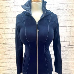 Athleta navy blue zip up hoodie with thumbholes, size S, barely used